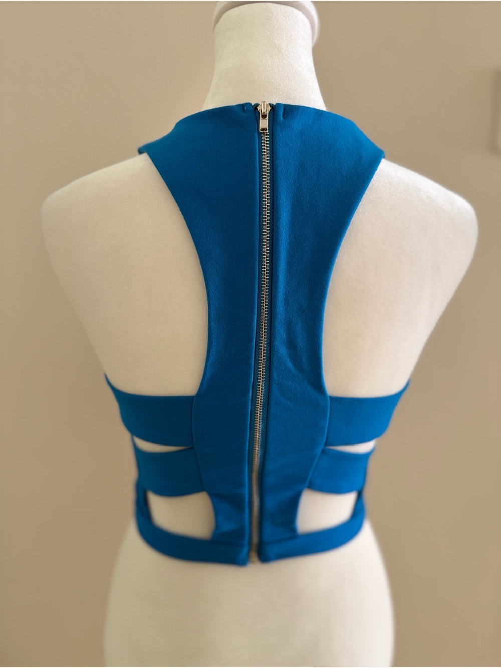 Teal Blue Cutout Racerback Crop Top